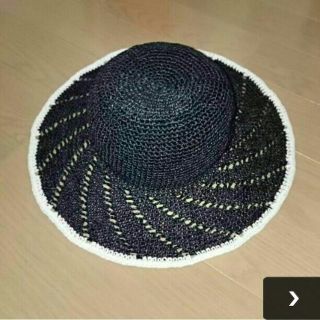 エコアンダリヤの手編みの帽子☆黒×白(帽子)