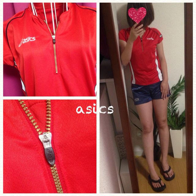 asics(アシックス)の送込✨asicsジップスポーツTシャツ レディースのトップス(Tシャツ(半袖/袖なし))の商品写真