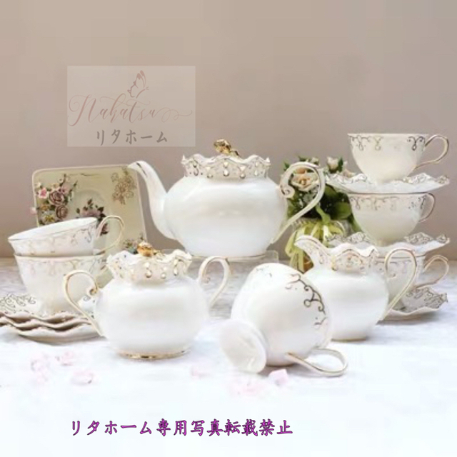 ティーカップ セット 陶器 高級感 カップ&ソーサー 6客 ティーカップ セット 陶器 高級感 カップ&ソーサー 6客