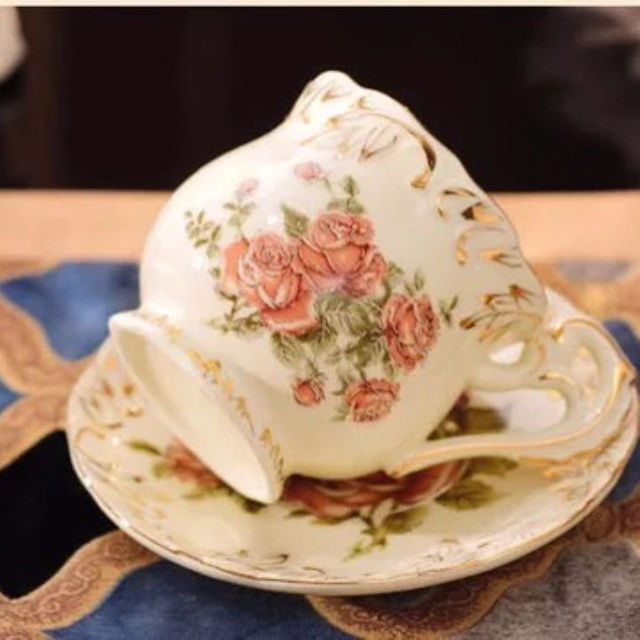 西洋姫系ティーカップ&ソーサー 4客セット 花柄,陶器.食器 お 西洋姫系ティーカップ&ソーサー 4客セット 花柄,陶器.食器 お