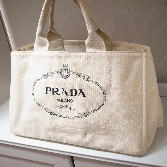 PRADA - 正規品♡最安値♡プラダ カナパトート アイボリー オフホワイト バッグ 財布