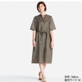 ユニクロ(UNIQLO)のユニクロ リネンコットンシャツワンピース♡未使用(ロングワンピース/マキシワンピース)