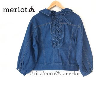 メルロー(merlot)のmerlot  バック編み上げデニムジャケット ＊ブルー(Gジャン/デニムジャケット)