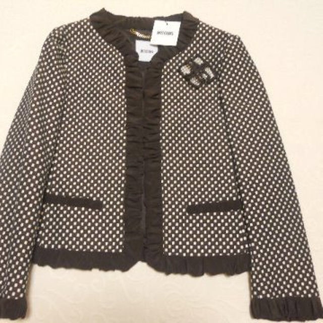 お値下新品タグ付★モスキーノMOSCHINOシルクジャケット茶×白38★