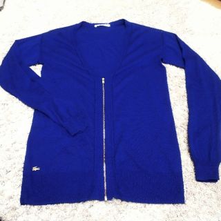 ラコステ(LACOSTE)の美品🐊ラコステ🐊LACOSTE！シルク！カーディガン！ブルー(カーディガン)