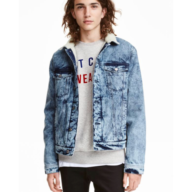 H&M(エイチアンドエム)のH&M  ボアデニムジャケット メンズのジャケット/アウター(Gジャン/デニムジャケット)の商品写真
