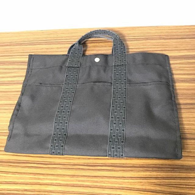 エルメス HERMES エールライン トートバッグ キャンバス グレー