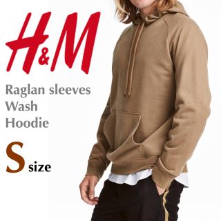 エイチアンドエム(H&M)の【H&M】メンズ パーカー ベージュ ラグラン ウォッシュ加工(パーカー)