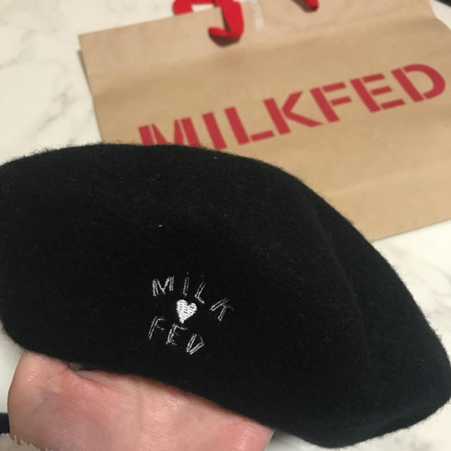 MILKFED.(ミルクフェド)の【るるんぶ様 専用】限定⭐️未使用☺︎milkfedベレー帽 黒 レディースの帽子(ハンチング/ベレー帽)の商品写真