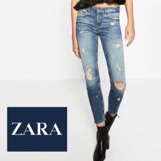 ザラ(ZARA)の【美品◆38】ZARA ザラ メンズ レディース スキニーデニム ダメージデニム(デニム/ジーンズ)