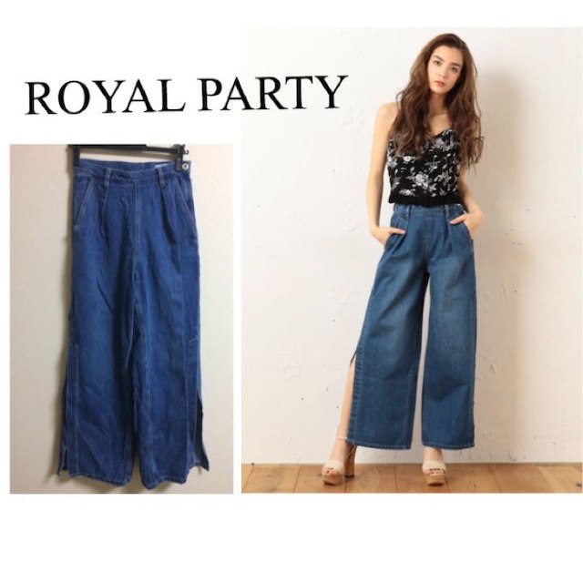 ROYAL PARTY(ロイヤルパーティー)のROYAL PARTY デニムワイドスリットパンツ レディースのパンツ(デニム/ジーンズ)の商品写真