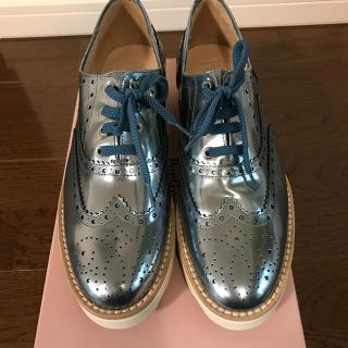 【sale】pertini シルバーレースアップシューズ(ローファー/革靴)