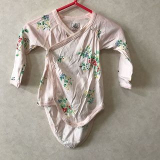 プチバトー(PETIT BATEAU)のプチバトー お洒落花柄ロンパース 下着 長袖♪ ピンク♪(カバーオール)