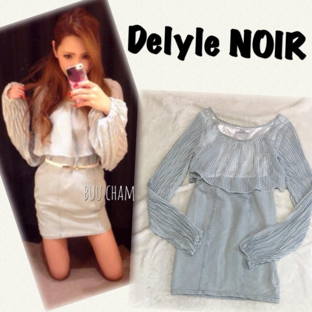 Delyle NOIR(デイライルノアール)のDelyle NOIR♡ストライプシフォンデニムワンピース レディースのワンピース(ミニワンピース)の商品写真