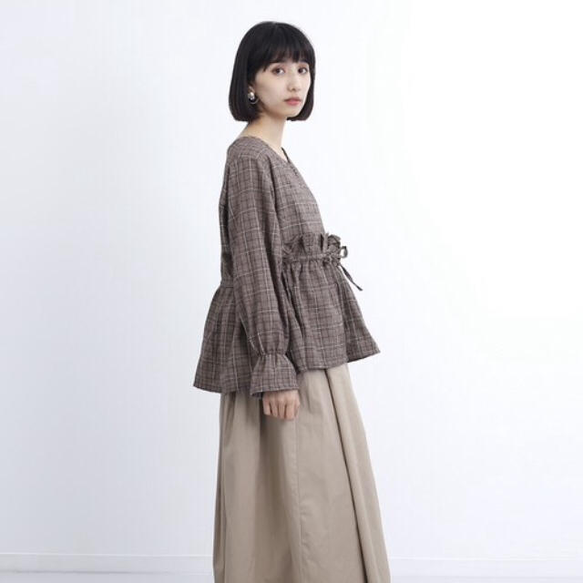 merlot(メルロー)の★新品★チェック柄ウエストリボンフリルブラウス レディースのトップス(シャツ/ブラウス(長袖/七分))の商品写真