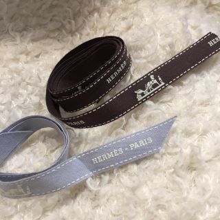 エルメス(Hermes)のエルメス リボン ブラウン&グレー(ショップ袋)