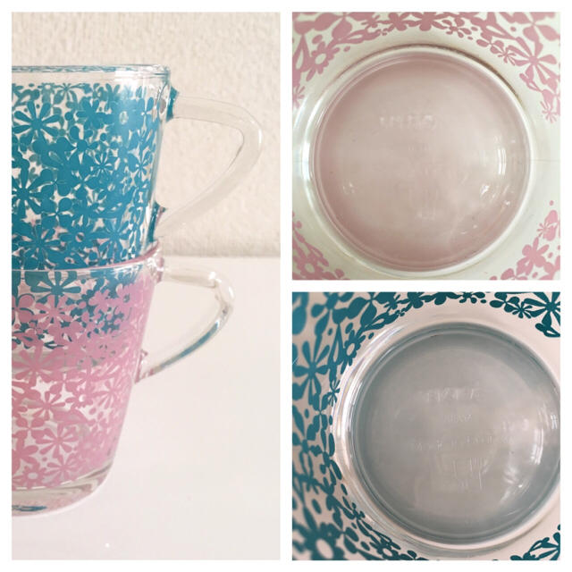 IKEA(イケア)のIKEA 耐熱マグカップグラス ピンク&ブルー インテリア/住まい/日用品のキッチン/食器(グラス/カップ)の商品写真