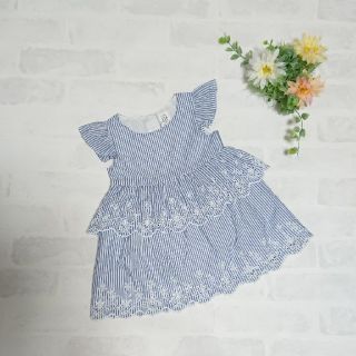 ベビーギャップ(babyGAP)のRose様専用♡babyGAP☆アイレットブルーストライプワンピース 80(ワンピース)