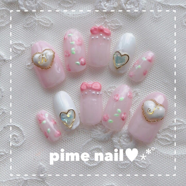 ふんわり薔薇ピンクリボンネイルの通販 By Pime Nail ﾟ ラクマ