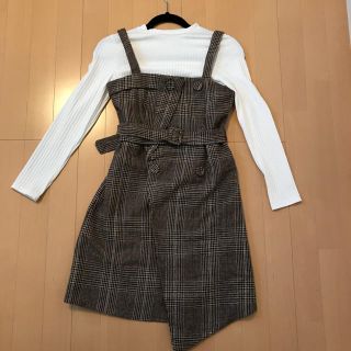 美品！！ グレンチェックワンピース(ひざ丈ワンピース)