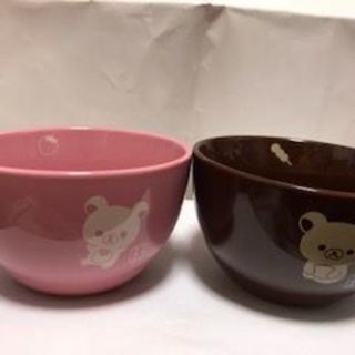 和リラックマ夫婦茶碗　ピンク。ブラウン(食器)