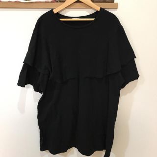 ザラ(ZARA)のZARA フリルワンピース L ブラック(ミニワンピース)