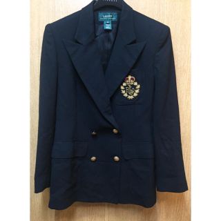 ラルフローレン(Ralph Lauren)のヴィンテージ ラルフローレン ブラックウールダブルブレザー(テーラードジャケット)