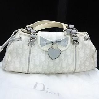 クリスチャンディオール(Christian Dior)の限定希少モデル!ディオール高級イタリア製レザーハンドバッグ人気の総柄ロゴ！白(ハンドバッグ)