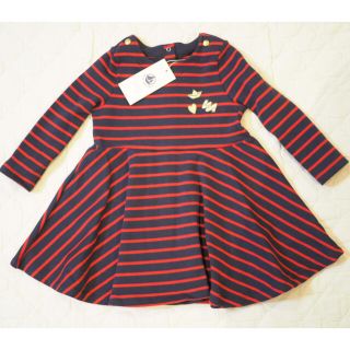 プチバトー(PETIT BATEAU)のプチバトー マリニエールサーキュラーワンピース  24m(ワンピース)