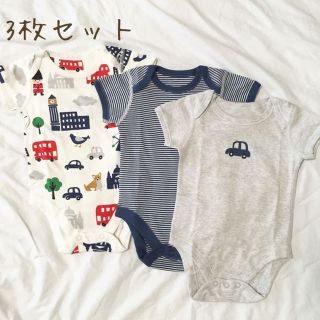 ザラキッズ(ZARA KIDS)の【新品】マークスアンドスペンサー/ロンパース 3枚セット 70,80cm(カバーオール)