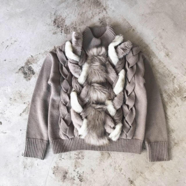 アメリヴィンテージ BRAID FUR KNIT ケーブル編み ファー ウール混