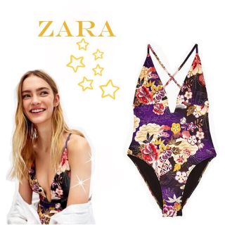 ザラ(ZARA)のsale!新品タグ付☆ZARAザラは☆オリエンタル柄スイムウェア水着(水着)