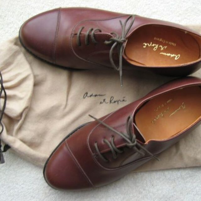 Adam et Rope'(アダムエロぺ)のアダムエロペ英国製ハンドメイド本革レースアップシューズ茶サイズ4 新品 22cm レディースの靴/シューズ(ローファー/革靴)の商品写真