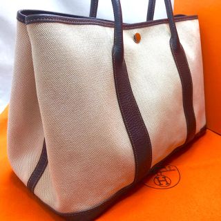 エルメス(Hermes)の【上美品】エルメス ガーデンパーティ ベージュ×ブラウン □K刻印 (トートバッグ)