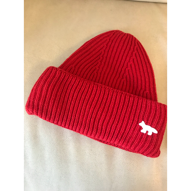 MAISON KITSUNE' - 【新品未使用】メゾンキツネ ニット帽 赤の通販 by