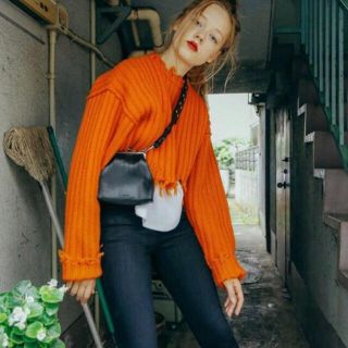 perverze パーバーズ Wide crash rib knit オレンジの通販 by masa