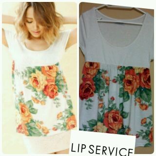 リップサービス(LIP SERVICE)のlip 花柄切り替えtops(Tシャツ(半袖/袖なし))