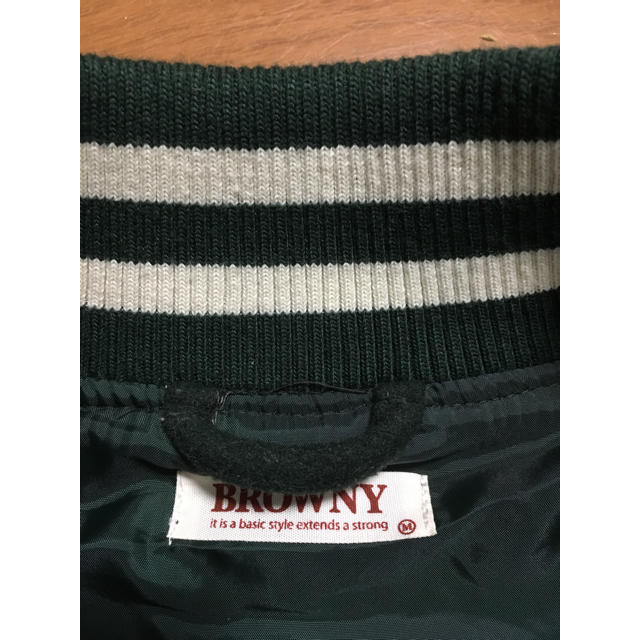 BROWNY(ブラウニー)のレディーススタジャンbrownyブラウニーグリーン緑レザーアウターM レディースのジャケット/アウター(スタジャン)の商品写真