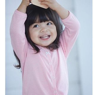 プチバトー(PETIT BATEAU)のププチバトー 17AW ミラレ前開きロンパース 足付き 18m 新品(ロンパース)