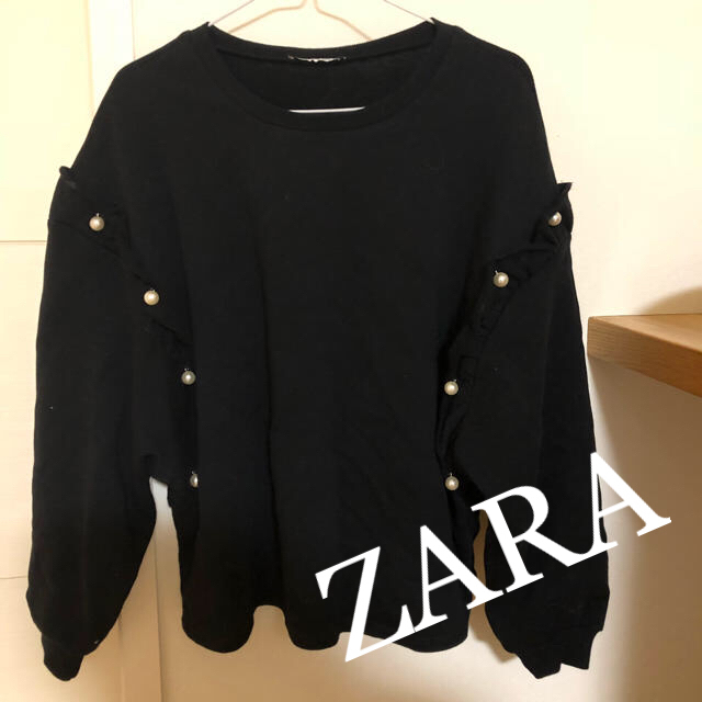 ZARA - ZARA 新品タグ付き フリル＆パールビーズ付きスウェットシャツの通販 by ♡♡eriii's shop♡♡｜ザラならラクマ