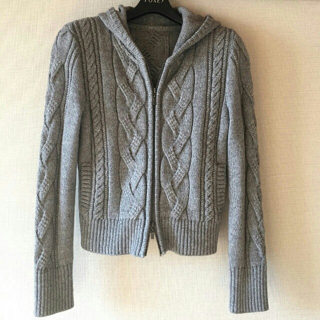 直営店に限定 FOXEY ニットパーカー ピンク カシミア ウール