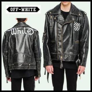 オフホワイト(OFF-WHITE)のOFF-WHITE  オーバーサイズライダースジャケット(ライダースジャケット)