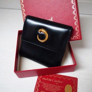 カルティエ(Cartier)の正規品♡美品♡カルティエ 折りたたみ財布 パンテール 黒 レザー バッグ 財布(財布)