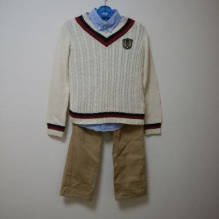 ユニクロ(UNIQLO)のジータ、ユニクロ★セーター＆長袖シャツ＆パンツ3点セット★140★used美品(ドレス/フォーマル)