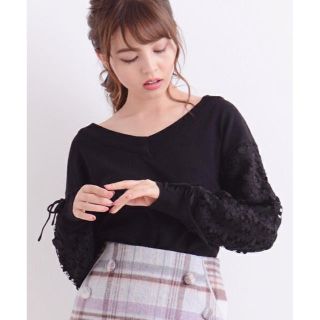 マジェスティックレゴン(MAJESTIC LEGON)の【今期完売】袖レースVネックプルオーバー♡アメリエル、ミスティウーマン、エブリン(ニット/セーター)