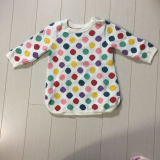 ベビーギャップ(babyGAP)のbabyGAP ベビーギャップ ドット柄 カラフル ニットワンピース 70(ワンピース)