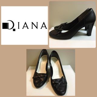 ダイアナ(DIANA)のダイアナ♡ブラックレザー  リボン パンプス♡(ハイヒール/パンプス)