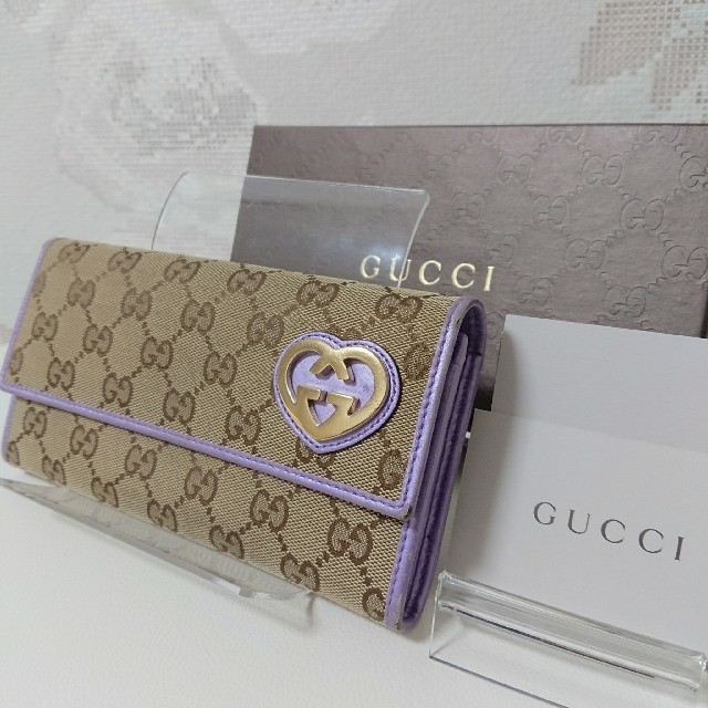 Gucci - ★GUCCI★グッチ★二つ折り 長財布 ラブリーハート パープルメタリック 財布の通販 by あさやん★正規品のみ販売★プロフ