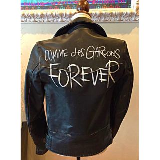 コムデギャルソン(COMME des GARCONS)の名作❗️ルイスレザー★ギャルソンコラボライダースJK★黒For ever (ライダースジャケット)