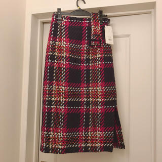 ミラオーウェン(Mila Owen)のミラオーウェン  ベルト付きチェックタイトスカート(ひざ丈スカート)